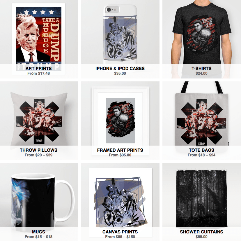 T-shirts, totebags, cases and more!